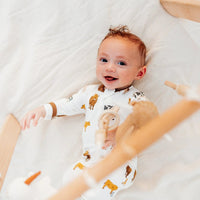 Zippered Footie in Moo Kyte Baby Lil Tulips