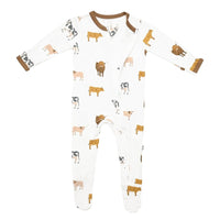 Zippered Footie in Moo Kyte Baby Lil Tulips