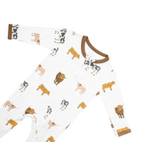 Zippered Footie in Moo Kyte Baby Lil Tulips