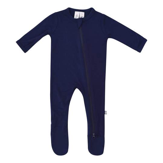 Zippered Footie in Navy Kyte Baby Lil Tulips
